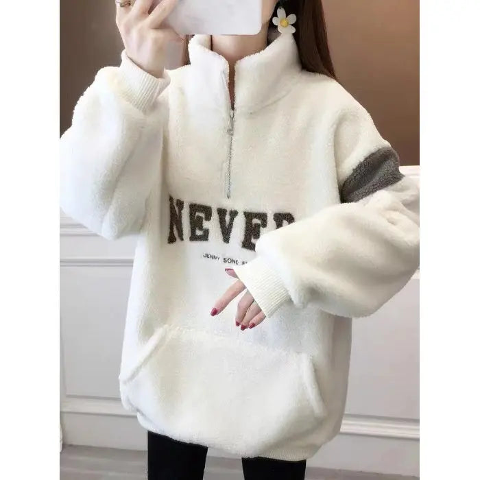 Women's Winter Thickened Velvet Padded-letter Sweater CJWY1912078