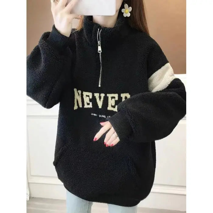 Women's Winter Thickened Velvet Padded-letter Sweater CJWY1912078