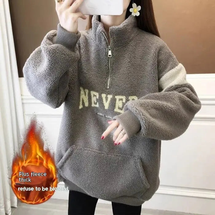Women's Winter Thickened Velvet Padded-letter Sweater CJWY1912078