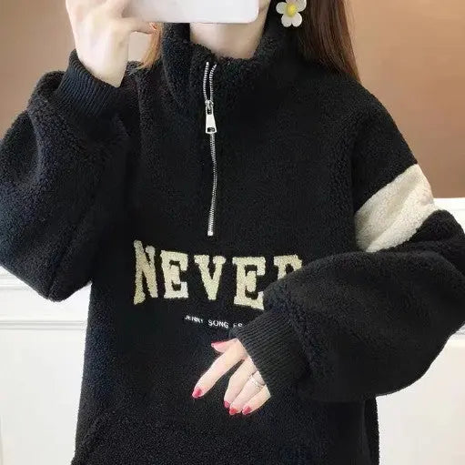 Women's Winter Thickened Velvet Padded-letter Sweater CJWY1912078
