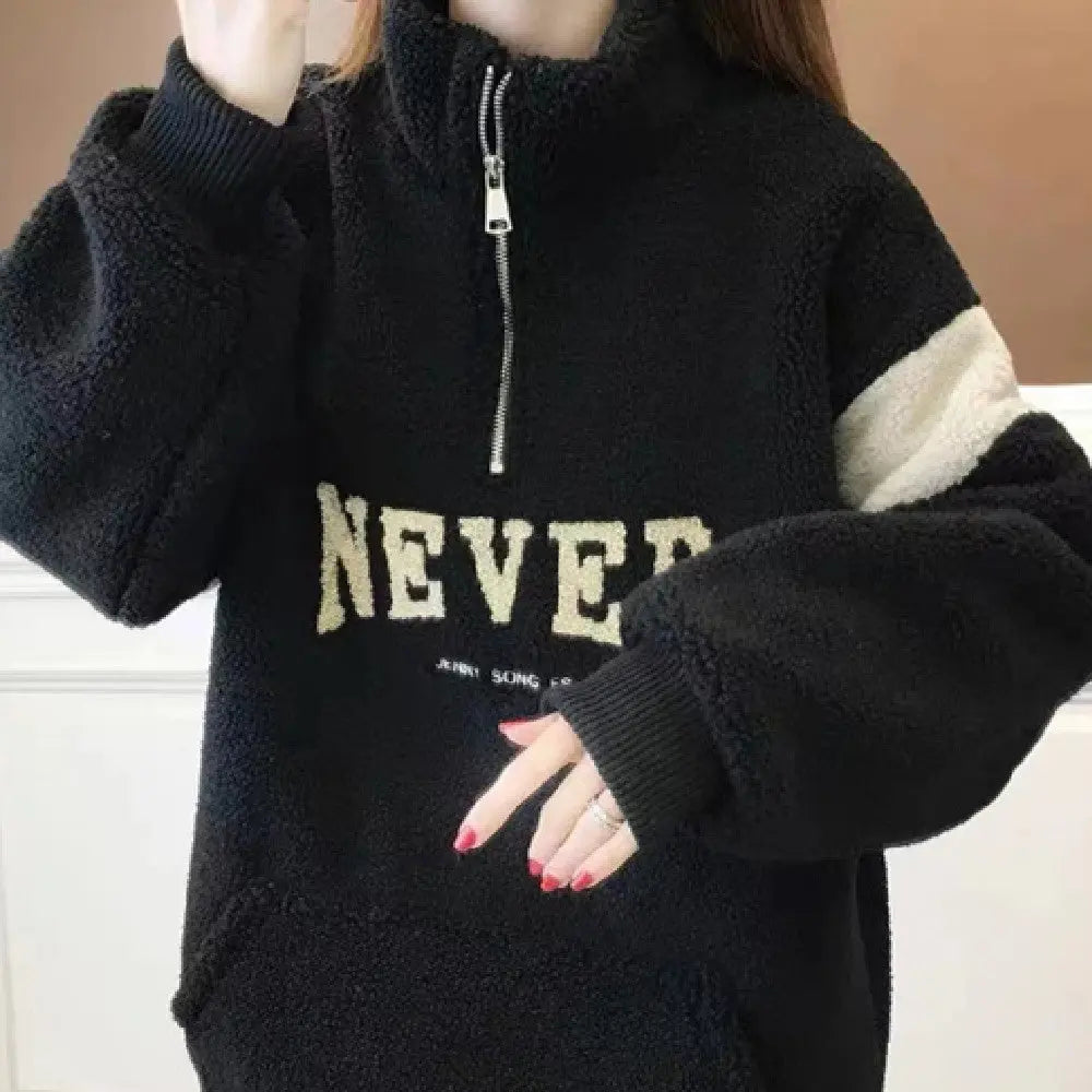 Women's Winter Thickened Velvet Padded-letter Sweater CJWY1912078